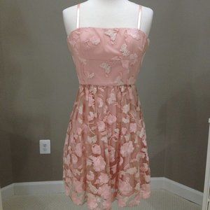 BCBGMaxAzria  Pink mini lace dress with removable straps